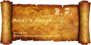 Matók Patrik névjegykártya